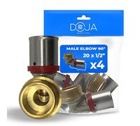 DOJA Barcelona Multilayer Male Crimp Fitting - 20 x 1/2" - Pack of 4 - Multi-layer Elbow Connector, Waterproof Connections, Versatile, Simple Installation Plumbing, Elbow to Crimp Fitting