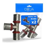 DOJA Barcelona Multilayer Tea - 16 mm - Pack 2 - Easy Installation, Equal Multi-Layer Tube, Robust, Good Fit for Drinking Water Bypass Heating, Air Conditioning, Tee Attachment