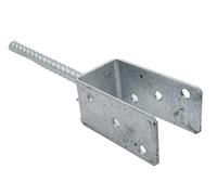 DOJA Barcelona | Post Anchor | U-Bracket for Poles | 141x325x120x18mm | Galvanized Steel | Foot of Posts for Fences, Beach Umbrella, Wooden Slats, Metal Mesh, Wooden Pergolas..
