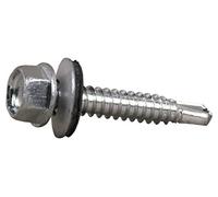 DOJA Barcelona Self tapping screws with washer, Hex head drilling screws, metal self drilling, tapping with washer, Hex head, metal M6 Pack 100 6.3 x 25 mm Roofing for Aluminium, Steel Sheets and...