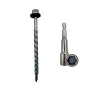 DOJA Barcelona Self tapping screws with washer, Hex head drilling screws, metal self drilling, tapping with washer, Hex head, metal Rubber 6.3X100mm Pack 50 Roofing Roof M10 Torx Socket Bit for...