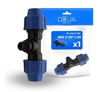 DOJA Barcelona T-Piece PE Pipe with External Thread - 20 x 1/2 x 20 - PP T-Piece Screw Connection, Quick Secure Connection, Good Fit, Corrosion Resistant, PE Pipe T-Coupling, PE Clamp Connector