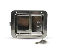 DOJA Barcelona Trailer T-Handle Lock - 140mm - Anti-Theft Box Lock for Truck - 120x92x36mm - Stainless Steel Heavy Duty, Shape Key Lock Caravan Box, Steel Trailer Box