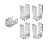 DOJA Barcelona U-Bracket | Pack 4 | U-Shaped Wooden Post Support | 51x45x100mm | Thickness 2mm | Zinc Galvanized | Wooden Post Base for Wall Anchoring, Wooden Pergolas, Fence Posts... Metal 51mm