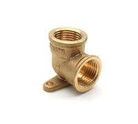 DOJA Barcelona Wall Plate Elbow Brass Pack of 4 Female Thread Connector | 90 Degree Brass Fitting for Pipe Installations in Radiators, Irrigation and Air Compression | Compression Wall Elbow Fitting
