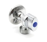 DOJA Barcelona Washing Machine Angle Valve - 1/2" x 3/4" - Brass Chrome Corner Fix Device, Valve Angled Water Isolating, Valves Washing Machine Tap and Water Supply Shut-Off, Plumbing Shut Off Valve