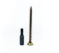 DOJA Barcelona | Wood Lag Screws With Torx Bits | 100 Wood Screws 5x80mm + 1 Torx T20 Bit | Countersunk Head | Galvanized Steel | Set Screws + Tip | Wood Screws