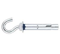 DOJA Industrial | Expansion Anchor Hook Bolt | M6-45 | Pack 5 | Steel Zinc Plated Concrete Wall Open Cup Hooks Sleeve | Wall Hook Extension Bolts, Heavy Duty Lifting Hooks, Ceiling Screws Hooks