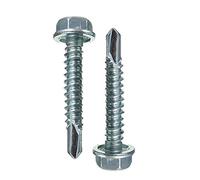 DOJA Industrial | Self Drilling Screws Without Washer | 6,3 x 25 | Pack 100 | Self Tapping Screws Metal | Hex Head Drill Screw Set | Hexagon Wood Screw Assortment for Aluminum Sheet, Steel Sheet