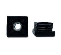 DOJA Industrial | Square Tube Plug with M10 Thread | Threaded Inserts for Square Pipe 30x30 | Pack 4 | Table Threaded Square End Caps | Levelling Feet Cover Cap Insert | Adjustable Legs Protector