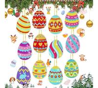 DOJASOHILMI 12Pcs 5D Easter Egg Diamond Painting Kit, DIY Easter Egg Hanging Ornament Diamond Art Diamond Art Keychain Egg Creative Kit for Kids and Adult Beginners