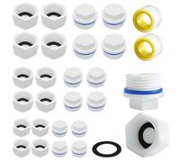 DOJASOHILMI 24Pcs Plastic Plug Cap Water Pipe Hex Thread Plugs Set, 1'' 1/2'' 3/4'' Male and Female Blanking Cap for Washing Machine, Decorators Plugs Radiator