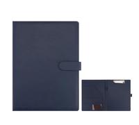 DOJASOHILMI A4 Clipboard Folder A4 with Storage PU Leather Portfolio Holder Conference Folder File Document Case with Removable Binder Clipboard, for Business Interview and Meeting Blue