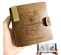 DOJASOHILMI Photo Album for Instax Mini, 50 Pockets, 2x3 Inch, Compatible with Fujifilm Instax Mini 9/8/90 & Polaroid Snap/Z2300, Brown Leather with Camera Design