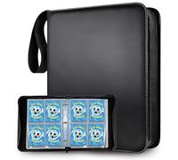 DOJASOHILMI Trading Card Binder 4 Pocket, 400 Cards, Toploader Binder, Side Loading Card Folder for Photo, MTG Sports Baseball TCG Football Basketball Black