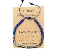 DOJAYA Adjustable Morse Code I Love You Dad Bracelet,2x4mm Lapis Lazuli with African Turquoise Bohemian Ethnic Beads, Gift for Dad, Father's Day Personalized Jewelry, M, Stone, no gemstone