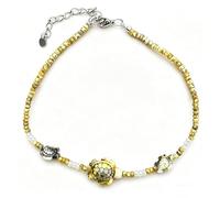DOJAYA Bohemian Coastal Turtle Ankle Bracelet-Handmade Picasso Bead Foot Jewelry Summer Gift for Her, L, Glass, no gemstone