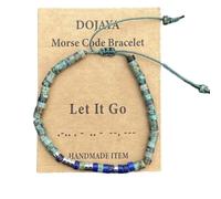 DOJAYA Inspirational Morse Code Bracelet with Let It Go Hidden Message,Handmade Adjustable Cord Unisex Beaded Jewelry for Women Men,Motivational Gift for Stress Relief, M, Stone, no gemstone