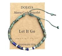 DOJAYA Inspirational Morse Code Bracelet with Let It Go Hidden Message, M, Stone, no gemstone
