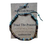 DOJAYA Morse Code Trust the Process African Turquoise Tiger Eye Adjustable Bracelet, Inspirational Handmade Jewelry for Men & Women,Motivational Encouraging Meaningful Gift, M, Stone, no gemstone