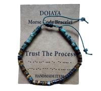 DOJAYA Morse Code Trust the Process African Turquoise Tiger Eye Adjustable Bracelet, Inspirational Handmade Jewelry for Men & Women,Motivational Encouraging Meaningful Gift, M, Stone, no gemstone