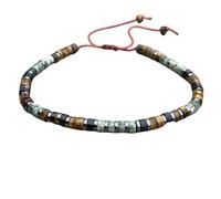 DOJAYA Tiger Eye Green Spot Jasper Minimalist 2x4mm Boho Beaded Natural Stone Unisex Bracelet Macrame Adjustable Yoga,Birthday Gift, M, Stone, no gemstone