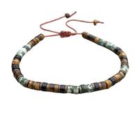 DOJAYA Tiger Eye Green Spot Jasper Minimalist 2x4mm Boho Beaded Natural Stone Unisex Bracelet Macrame Adjustable Yoga,Birthday Gift, M, Stone, no gemstone
