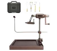 DOJBK Fishing Fly Tying Vise, Fly Fishing Tackle Kit, 360° Rotary Fly Fishing Tool kit, Storage Box and Basic Tools, Jig Tying Vise C-Clamp Mount for Fishing Hooks and Lures Setup