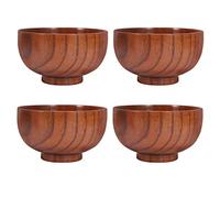 Dojimayisc Jujube Japanese-Style Wooden Bowl - Solid Wood, Diameter 4.5 Inches By 2-5/8 Inches, 4 Packs for Rice, Soup, Dipping, Decoration