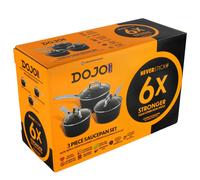 Dojo Hero Neverstick+ 3 Piece Aluminium Saucepan Set - Black