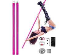 DOJOEUU 2m Aerial Flying Dance Pole Set, Portable Suspension Fitness Tube with Silicone Warp, Double Insurance Design, 45mm Removable Stripper Pole for Home Gym Yoga Room(Pink)