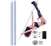 DOJOEUU 2m Aerial Flying Dance Pole Set, Portable Suspension Fitness Tube with Silicone Warp, Double Insurance Design, 45mm Removable Stripper Pole for Home Gym Yoga Room(Blue)