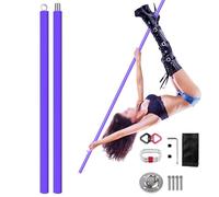 DOJOEUU 2m Aerial Flying Dance Pole Set, Portable Suspension Fitness Tube with Silicone Warp, Double Insurance Design, 45mm Removable Stripper Pole for Home Gym Yoga Room(Purple)