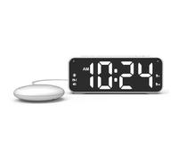 DOJOEUU Loud Alarm Clock with Bed Shaker, Digital Alarm Clock for Heavy Sleepers with 7 inch LED Display, Dual Alarm, USB Charger, Vibrating Alarm Clock for Hearing Impaired, Deaf People(White)