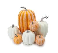 DOJoykey 7pcs Yellow and White Artificial Pumpkins,Autumn Decoration for Thanksgiving Halloween Christmas Festival Decorations