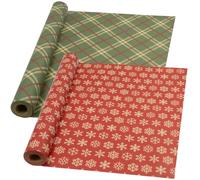 DOJoykey Christmas Recyclable Wrapping Paper Roll: 2 Rolls Gift Wrapping Paper Festive Kraft Paper 43cm x 15M for Christmas Party Gift Wrapping