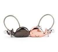 DOJoykey Keychain 1 Pair Whale Shape Couple Keyring with Magnetic Mouth,Perfect Valentines Day, Birthday, Wedding Gift for Girlfriend Lover, Zinc Alloy Shiny Black&Rose Gold