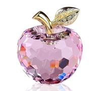 DOJOZ Crystal Apple Valentines Day Gifts Paperweight Craft Decoration Table top Ornament Statue Home Decor (Pink)