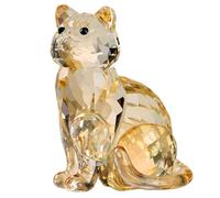 DOJOZ Crystal Cat Realistic Animal Kitten Art Figurine Collection Table top Ornament Statue Home Decor (Gold)