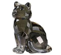 DOJOZ Crystal Cat Realistic Animal Kitten Art Figurine Collection Table top Ornament Statue Home Decor (Black)
