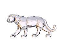 DOJOZ Crystal Leopard Cheetah Realistic Animal Art Figurine Collection Table top Ornament Statue Home Decor (White)