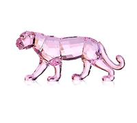 DOJOZ Crystal Leopard Cheetah Realistic Animal Art Figurine Collection Table top Ornament Statue Home Decor (Pink)