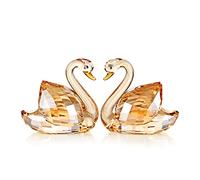 DOJOZ Crystal Swan A Pair Sparkle Valentines Day Sweet Gifts Figurine Collection Paperweight Table Centerpiece Ornament (Gold)