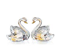 DOJOZ Crystal Swan A Pair Sweet Gifts Sparkle Figurine Collection Centerpiece Ornament (White)