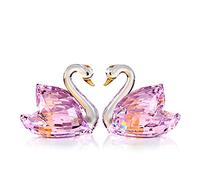DOJOZ Crystal Swan A Pair Valentines Day Sweet Gifts Figurine Collection Ornament (Pink)