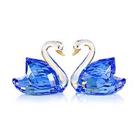 DOJOZ Crystal Swan A Pair Valentines Day Sweet Gifts Sparkle Figurine Collection Paperweight Table Centerpiece Ornament (Blue)