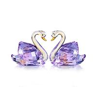 DOJOZ Crystal Swan A Pair Valentines Day Sweet Gifts Sparkle Figurine Collection Paperweight Table Centerpiece Ornament (Purple)