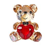 DOJOZ Crystal Teddy Bear Sweet Gifts Figurine Red Heart Lovely Animal Collectible Ornament Birthday (Gold)