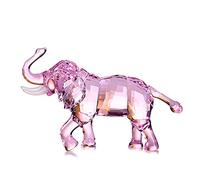 DOJOZ Lucky Elephant Figurine Crystal Statue Collectible Statue Home Decor (Pink)
