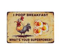 Dojune I Poop Breakfast What Do You Think About It Metal Sign, Kitchen Wall Art, Chicken Pooper Superheroes